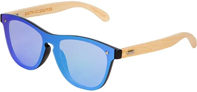 Bamboo Wood Sunglasses for Men and Women, Flat Mirror Wooden Sunglasses