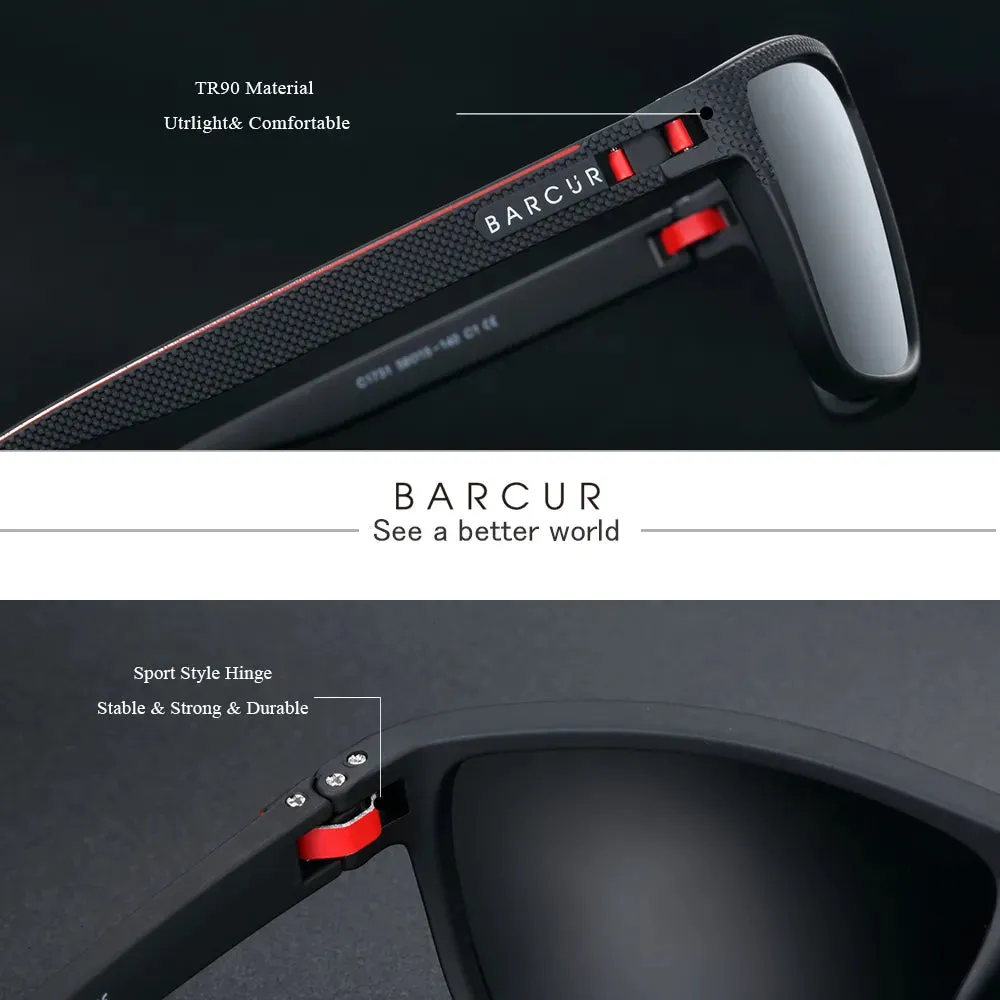 BARCUR Cycling Sunglasses for Men Sports Sun Glasses Fishing Travel TR90 Ultra Light Square Sun Glasses Women Eyewear Accessory
