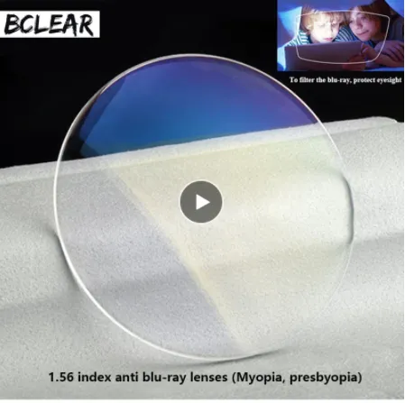 BCLEAR 1.59 Single Vision Ultra-Light Aspheric Myopic Anti-Blue Lenses Color Clear
