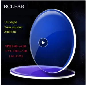 BCLEAR 1.59 Single Vision Ultra-Light Aspheric Myopic Anti-Blue Lenses Color Clear