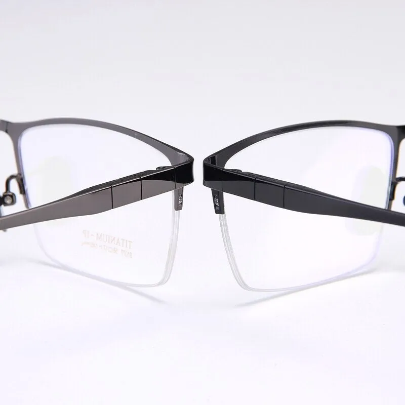 Bclear Men's Full Rim Square Titanium Eyeglasses My91077