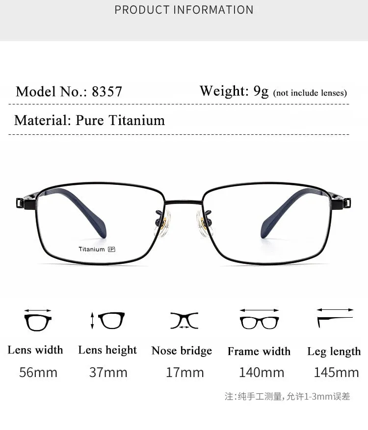 Bclear Men's Full Rim Square Titanium Eyeglasses Sc8357