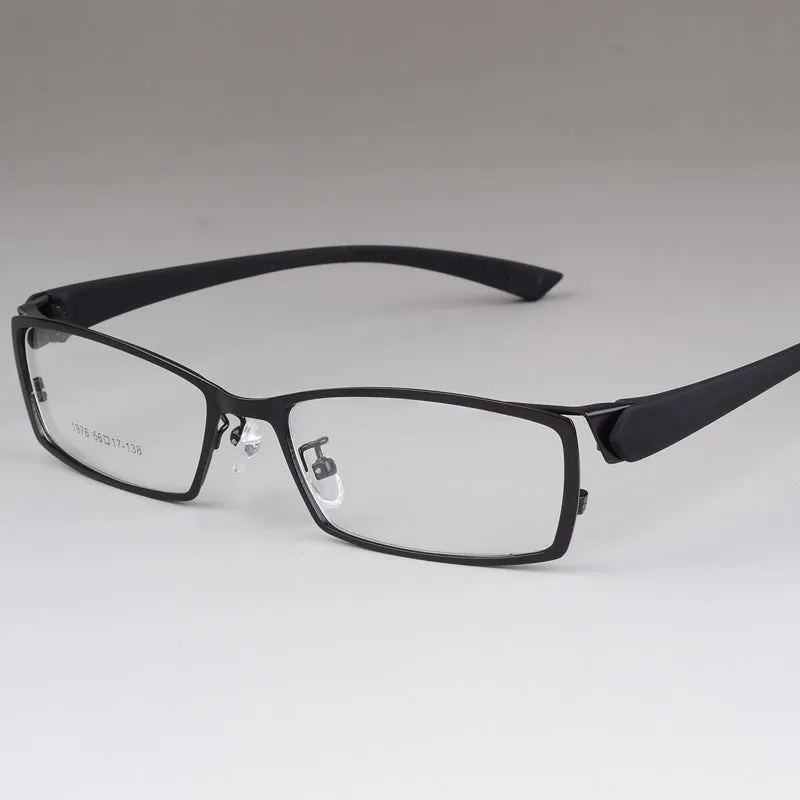 Bclear Men's Rectangular Full Alloy Frame Eyeglasses
