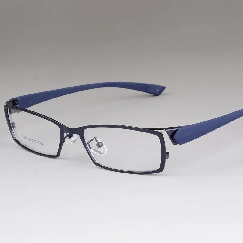 Bclear Men's Rectangular Full Alloy Frame Eyeglasses