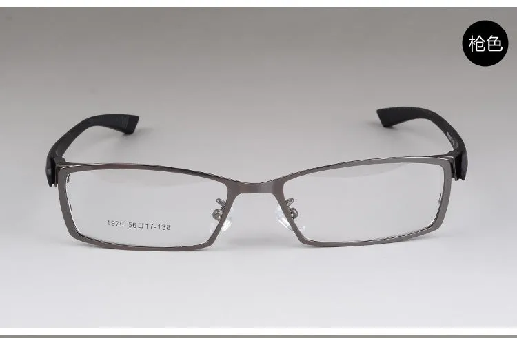 Bclear Men's Rectangular Full Alloy Frame Eyeglasses