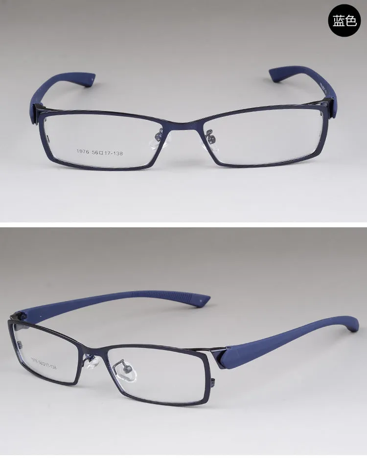 Bclear Men's Rectangular Full Alloy Frame Eyeglasses