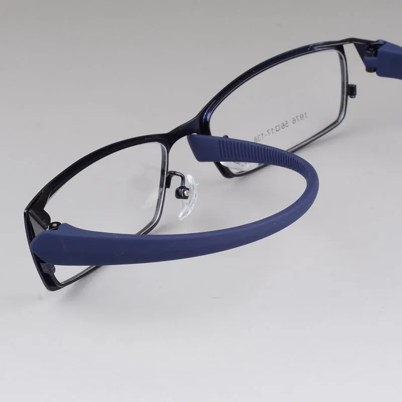 Bclear Men's Rectangular Full Alloy Frame Eyeglasses
