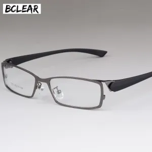 Bclear Men's Rectangular Full Alloy Frame Eyeglasses