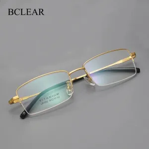 Bclear Men's Semi Rim Square Titanium Eyeglasses Lb7832