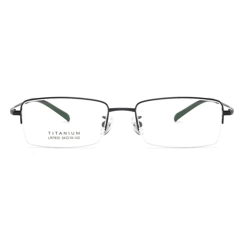 Bclear Men's Semi Rim Square Titanium Eyeglasses Lb7832