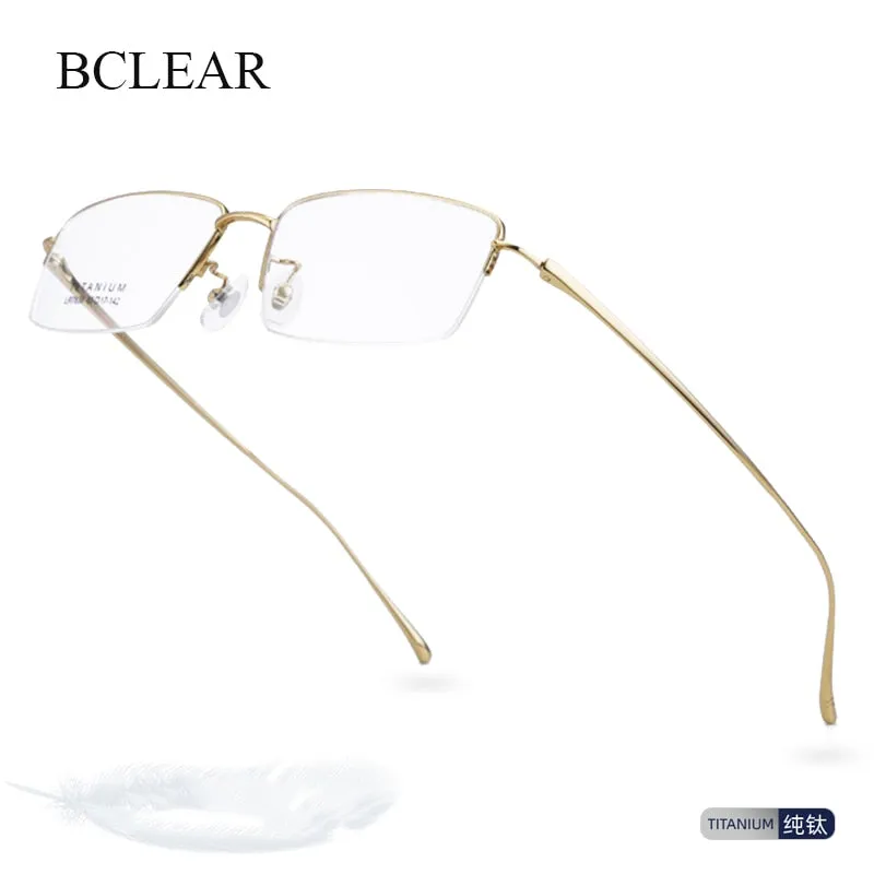 Bclear Men's Semi Rim Square Titanium Eyeglasses Lb7836