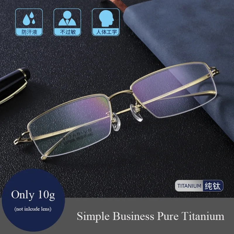 Bclear Men's Semi Rim Square Titanium Eyeglasses Lb7836
