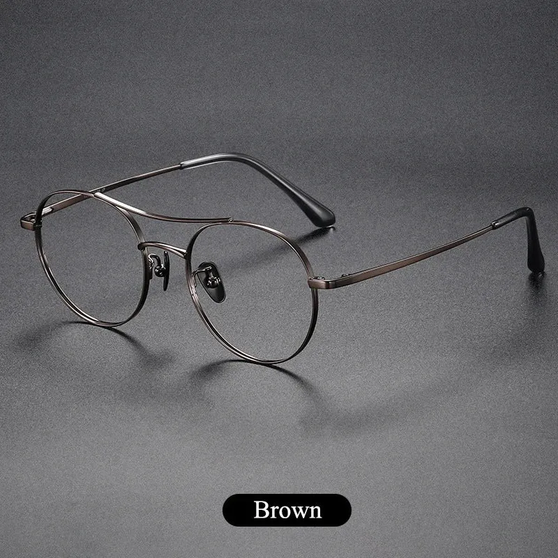 Bclear Unisex Full Rim Round Small Double Bridge Titanium Eyeglasses 86678