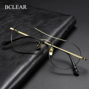 Bclear Unisex Full Rim Round Small Double Bridge Titanium Eyeglasses 86678