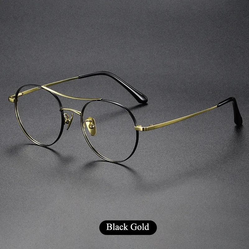 Bclear Unisex Full Rim Round Small Double Bridge Titanium Eyeglasses 86678