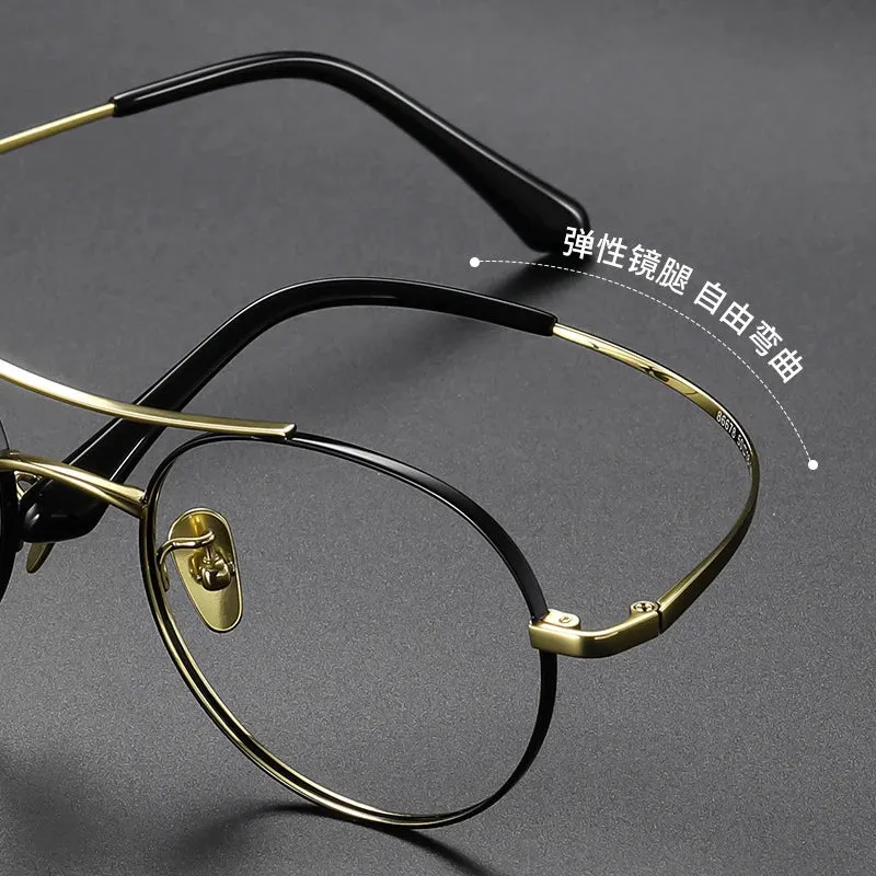 Bclear Unisex Full Rim Round Small Double Bridge Titanium Eyeglasses 86678