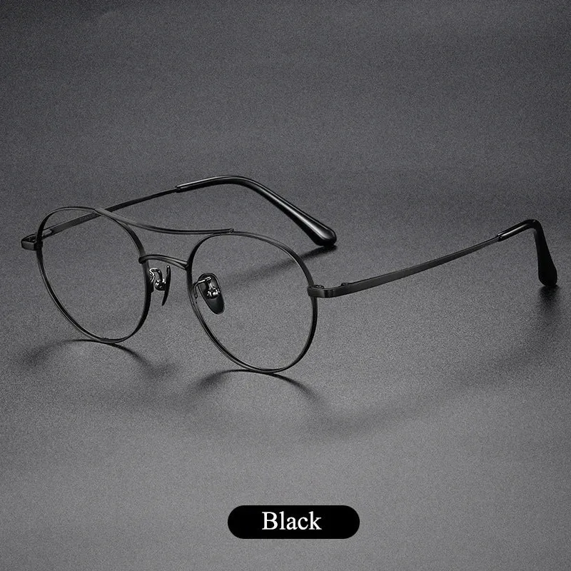 Bclear Unisex Full Rim Round Small Double Bridge Titanium Eyeglasses 86678