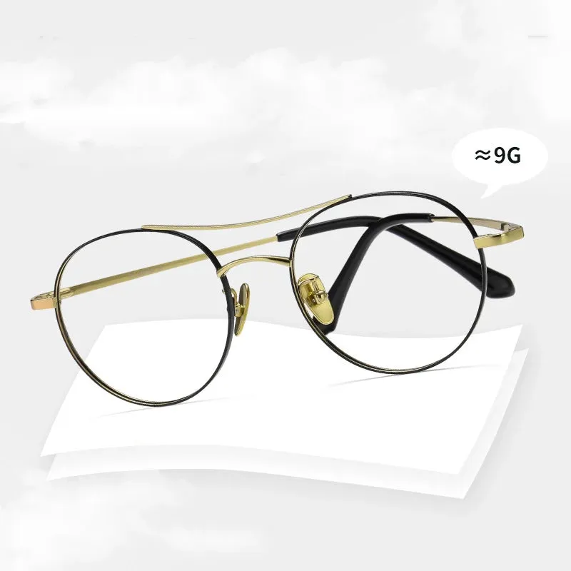 Bclear Unisex Full Rim Round Small Double Bridge Titanium Eyeglasses 86678