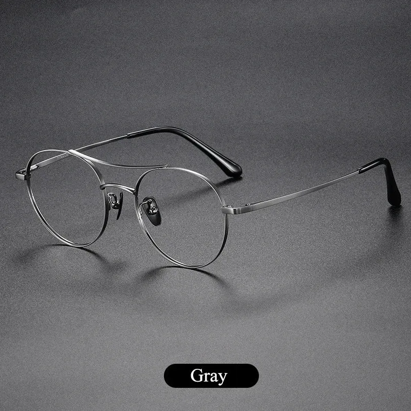 Bclear Unisex Full Rim Round Small Double Bridge Titanium Eyeglasses 86678