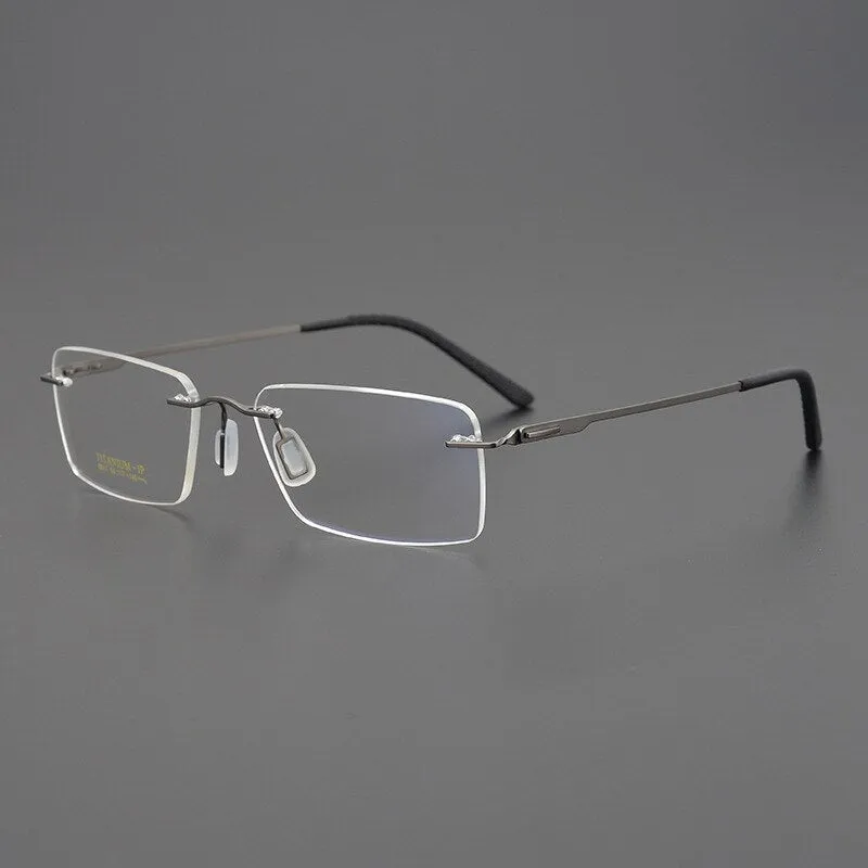 Bclear Unisex Rimless Square Titanium Eyeglasses My9911