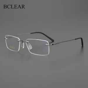 Bclear Unisex Rimless Square Titanium Eyeglasses My9911