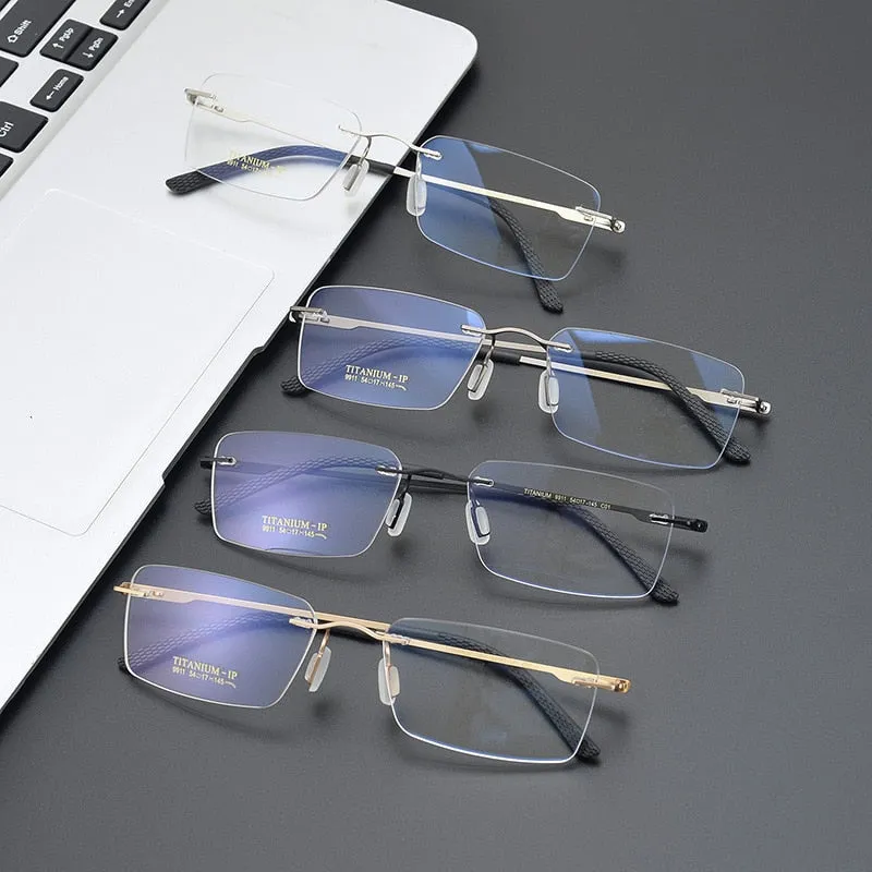 Bclear Unisex Rimless Square Titanium Eyeglasses My9911