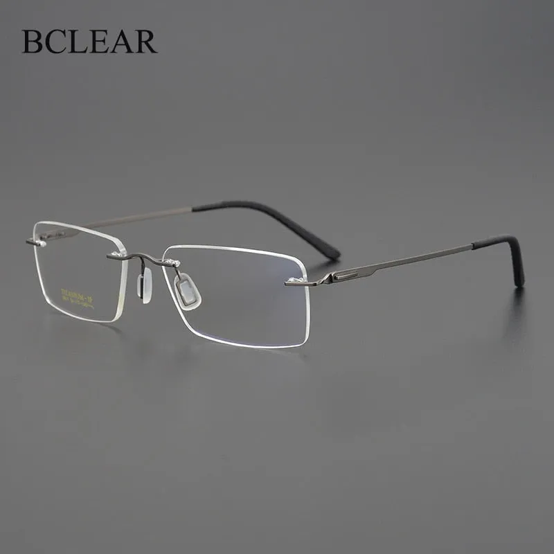 Bclear Unisex Rimless Square Titanium Eyeglasses My9911