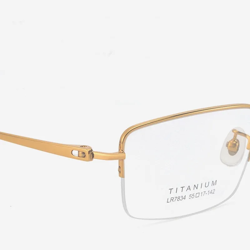 Bclear Unisex Semi Rim Square Titanium Eyeglasses Lb7834