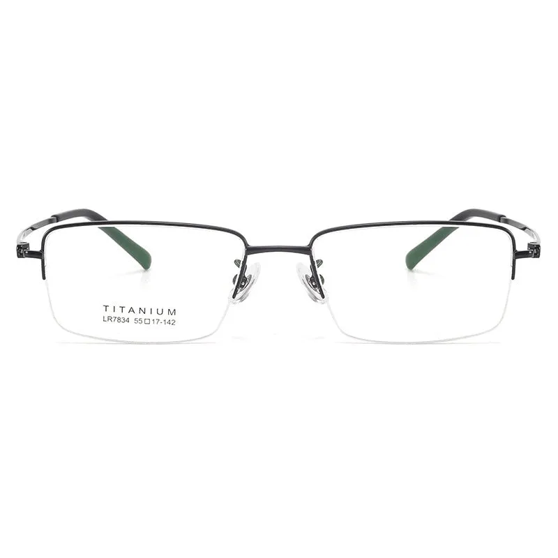 Bclear Unisex Semi Rim Square Titanium Eyeglasses Lb7834