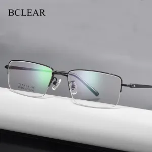 Bclear Unisex Semi Rim Square Titanium Eyeglasses Lb7834