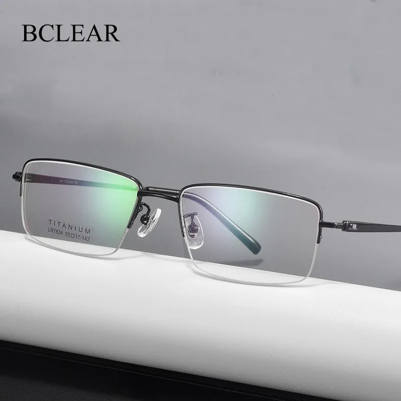 Bclear Unisex Semi Rim Square Titanium Eyeglasses Lb7834