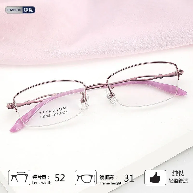Bclear Women's Semi Rim Square Titanium Eyeglasses Lb7885