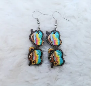 Beachy Sunflower Sunset Sunglasses Earrings