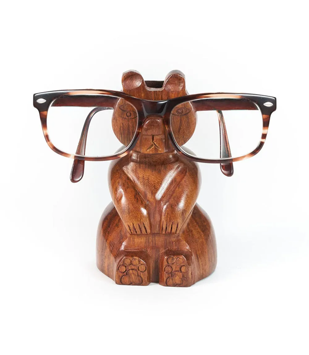 Bear Eyeglasses Holder Stand - Handcrafted Sheesham Wood by Matr Boomie