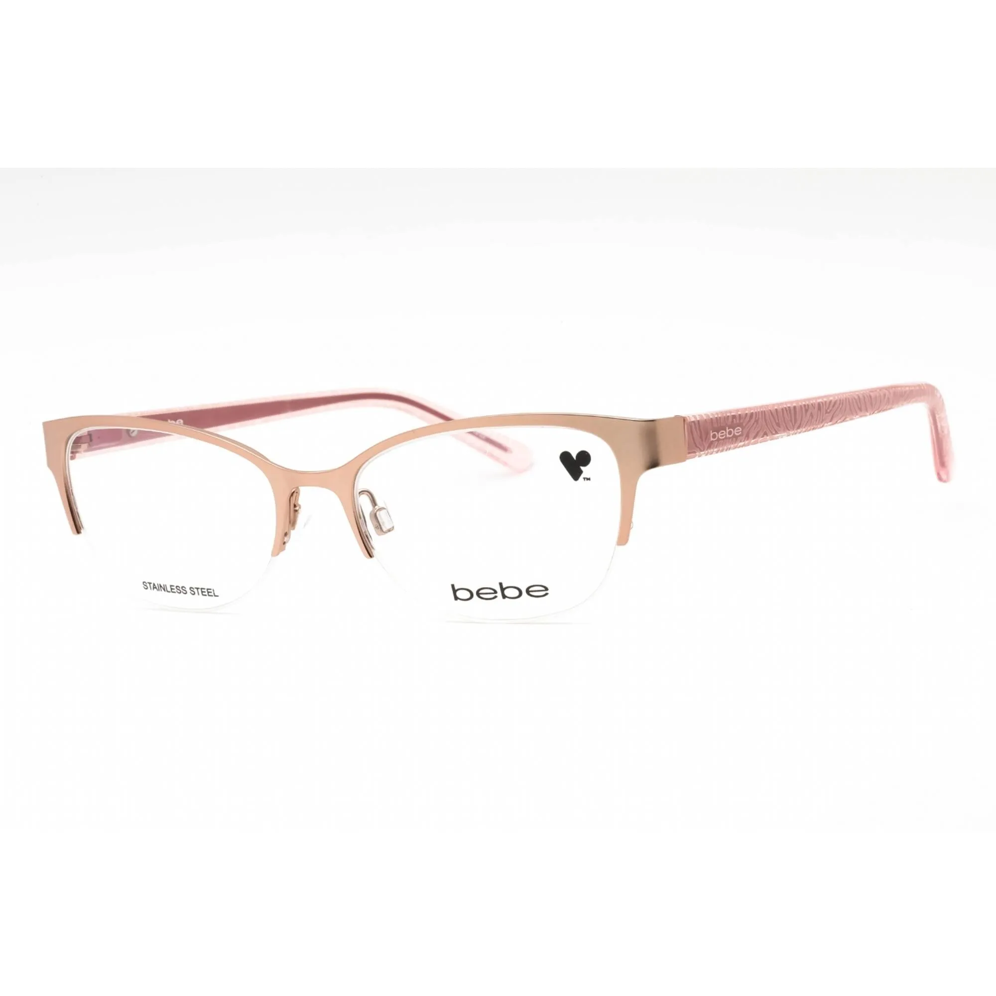 Bebe Women's Eyeglasses - Rose Gold Metal Half Rim Cat Eye Shape Frame | BB5212 770