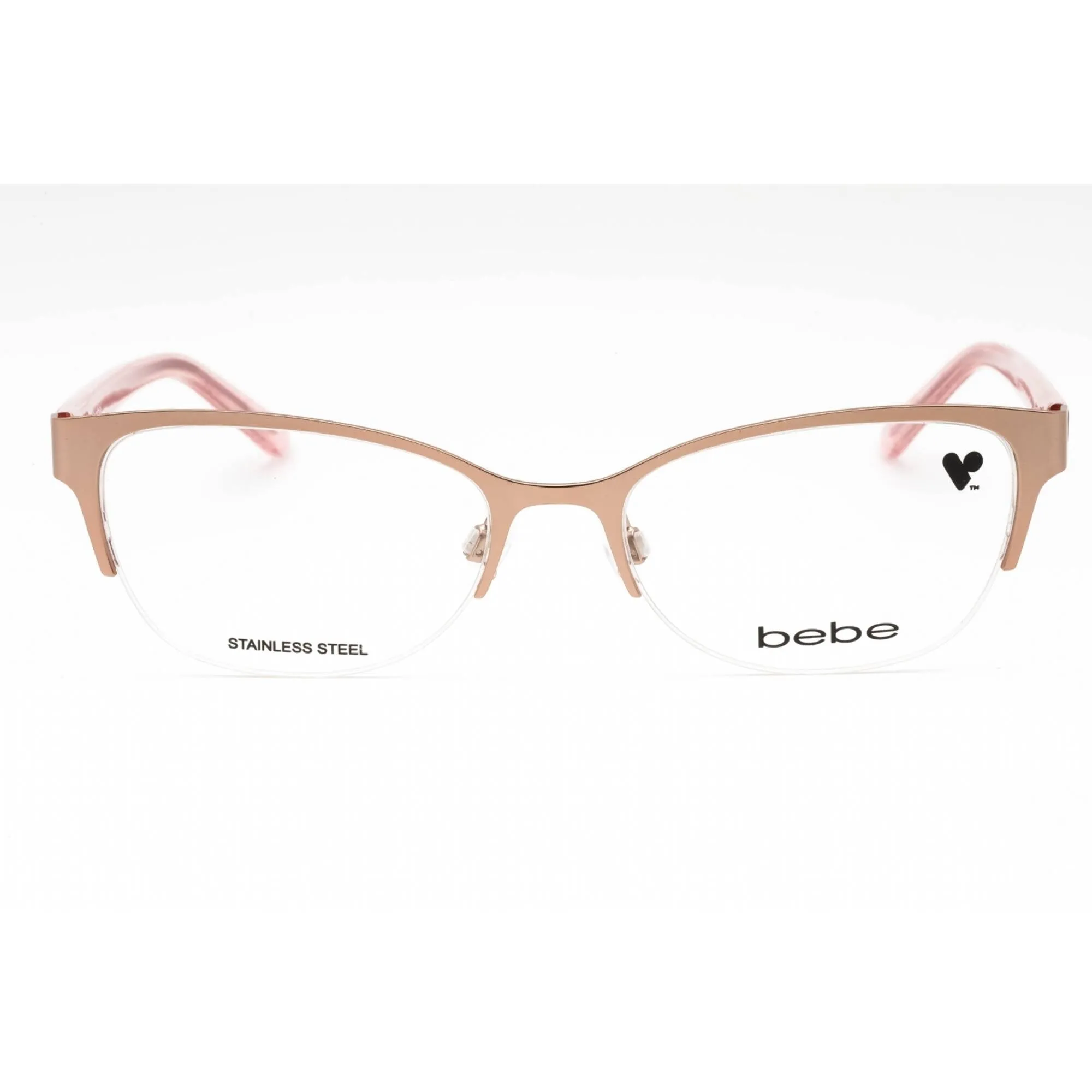 Bebe Women's Eyeglasses - Rose Gold Metal Half Rim Cat Eye Shape Frame | BB5212 770