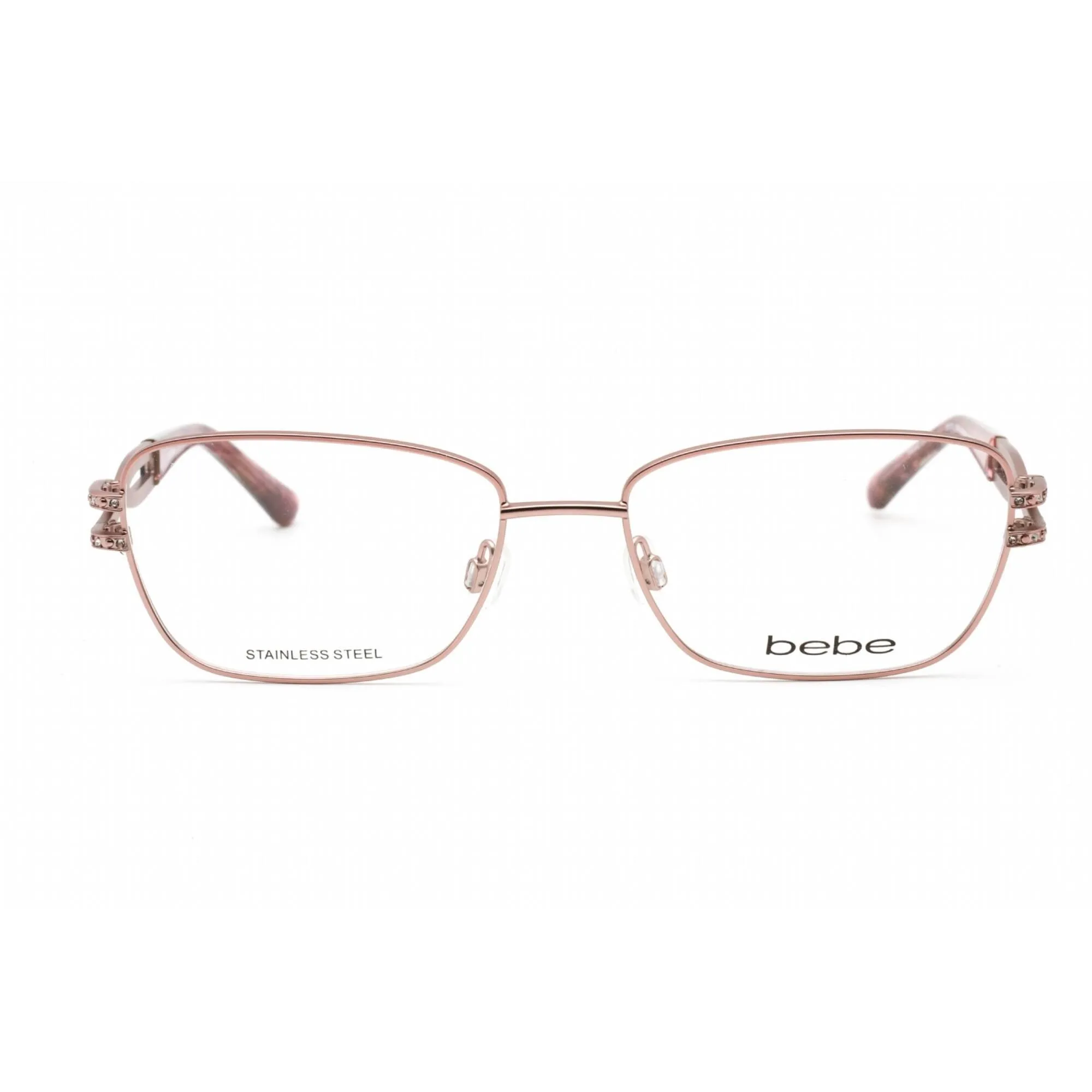 Bebe Women's Eyeglasses - Rose Gold Rectangular Full Rim Frame Clear Lens | BB5173 770