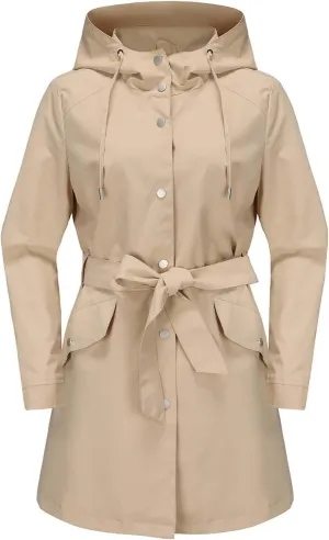 Bidobibo Women's Raincoats Waterproof Hooded Lightweight Winter Jacket with Belt Windbreaker Jacket Womens Plus Size 2024