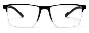 Black Blue Squared Half Rim Metal Unisex Glasses Frame