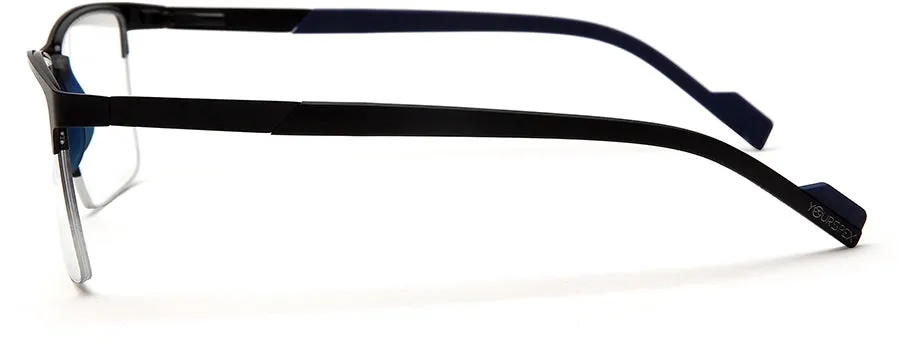 Black Blue Squared Half Rim Metal Unisex Glasses Frame