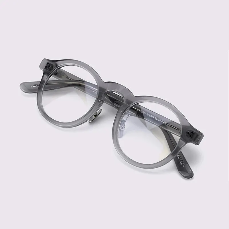 Black Mask Unisex Full Rim Acetate Round Eyeglasses 4526