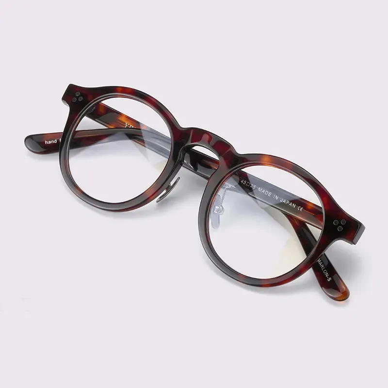 Black Mask Unisex Full Rim Acetate Round Eyeglasses 4526