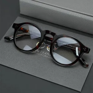 Black Mask Unisex Full Rim Acetate Round Eyeglasses 4526