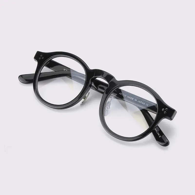 Black Mask Unisex Full Rim Acetate Round Eyeglasses 4526