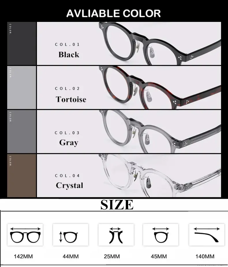 Black Mask Unisex Full Rim Acetate Round Eyeglasses 4526