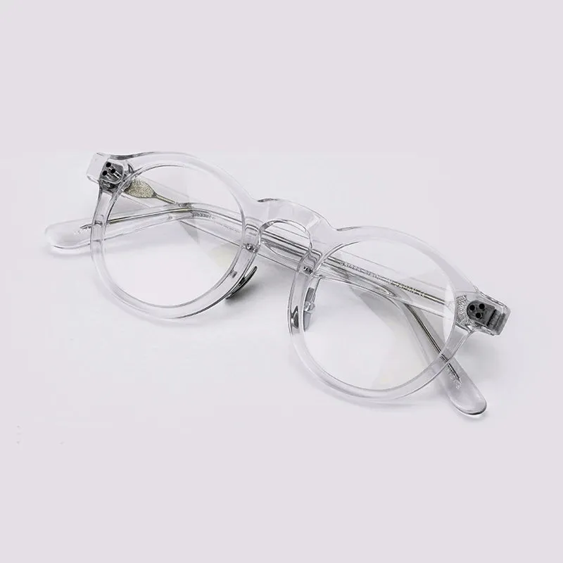 Black Mask Unisex Full Rim Acetate Round Eyeglasses 4526