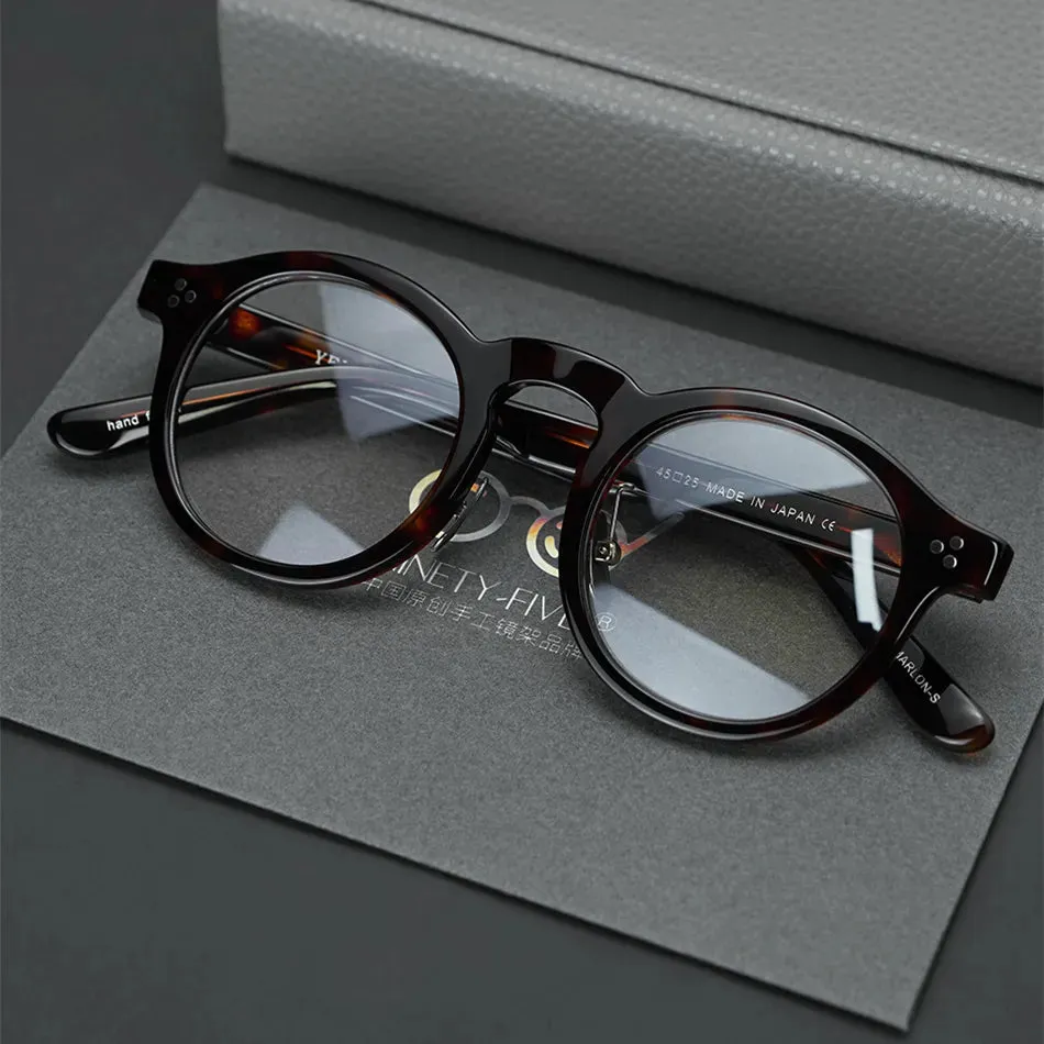 Black Mask Unisex Full Rim Acetate Round Eyeglasses 4526