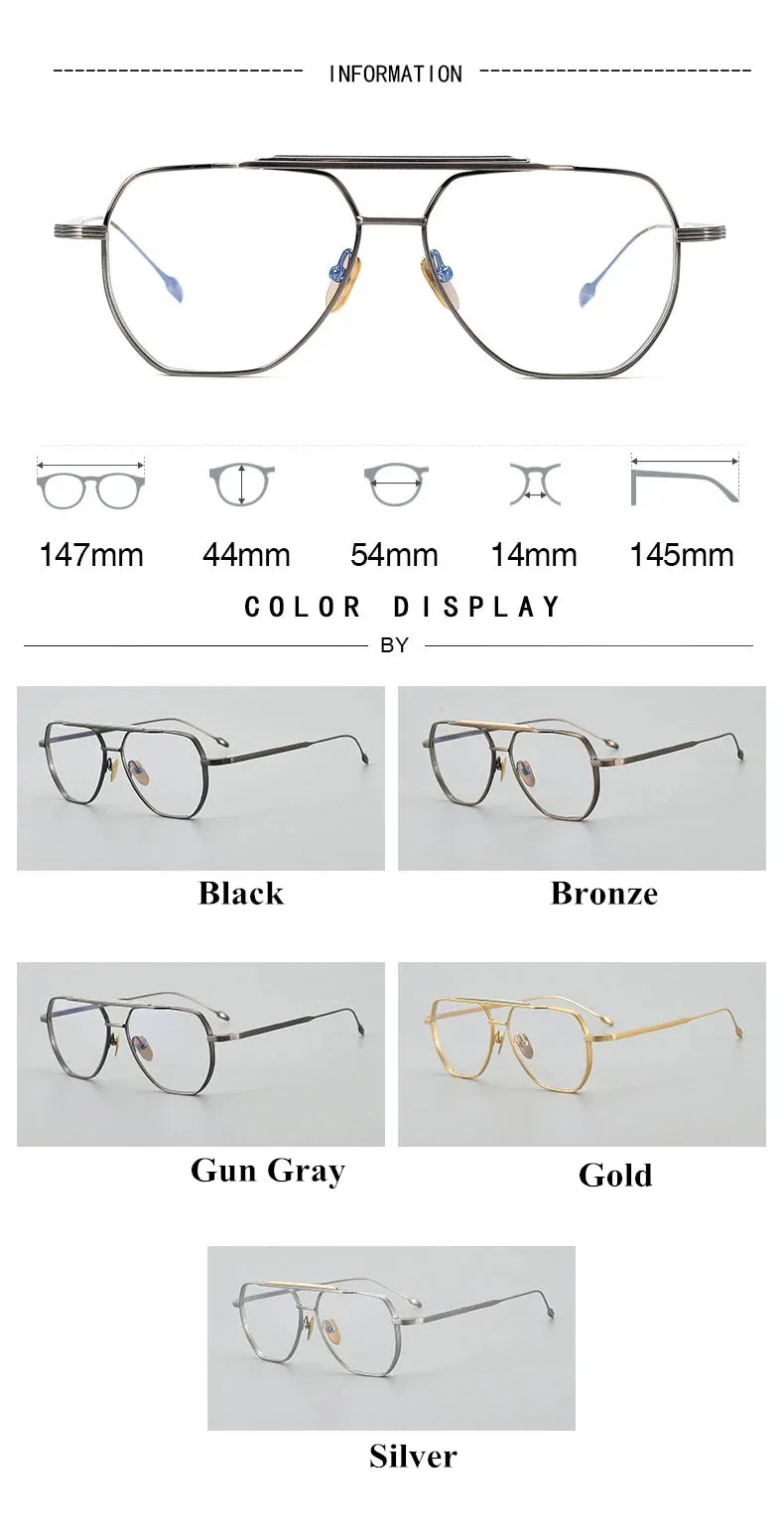 Black Mask Unisex Full Rim Oval Double Bridge Titanium Eyeglasses Jr39