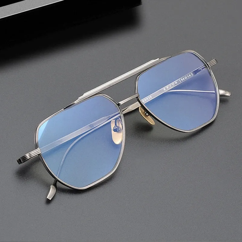 Black Mask Unisex Full Rim Oval Double Bridge Titanium Eyeglasses Jr39