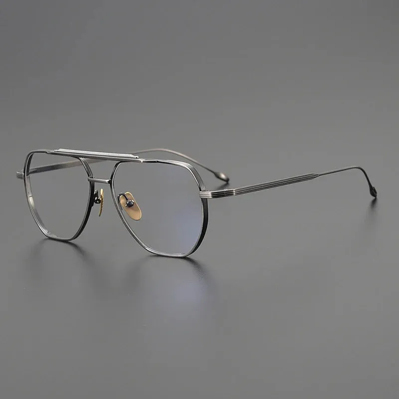 Black Mask Unisex Full Rim Oval Double Bridge Titanium Eyeglasses Jr39